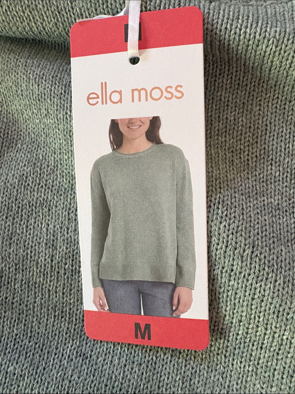 Ella Moss Sweater Crewneck Pullover Sage Green Medium Nwt — image 3 of 8